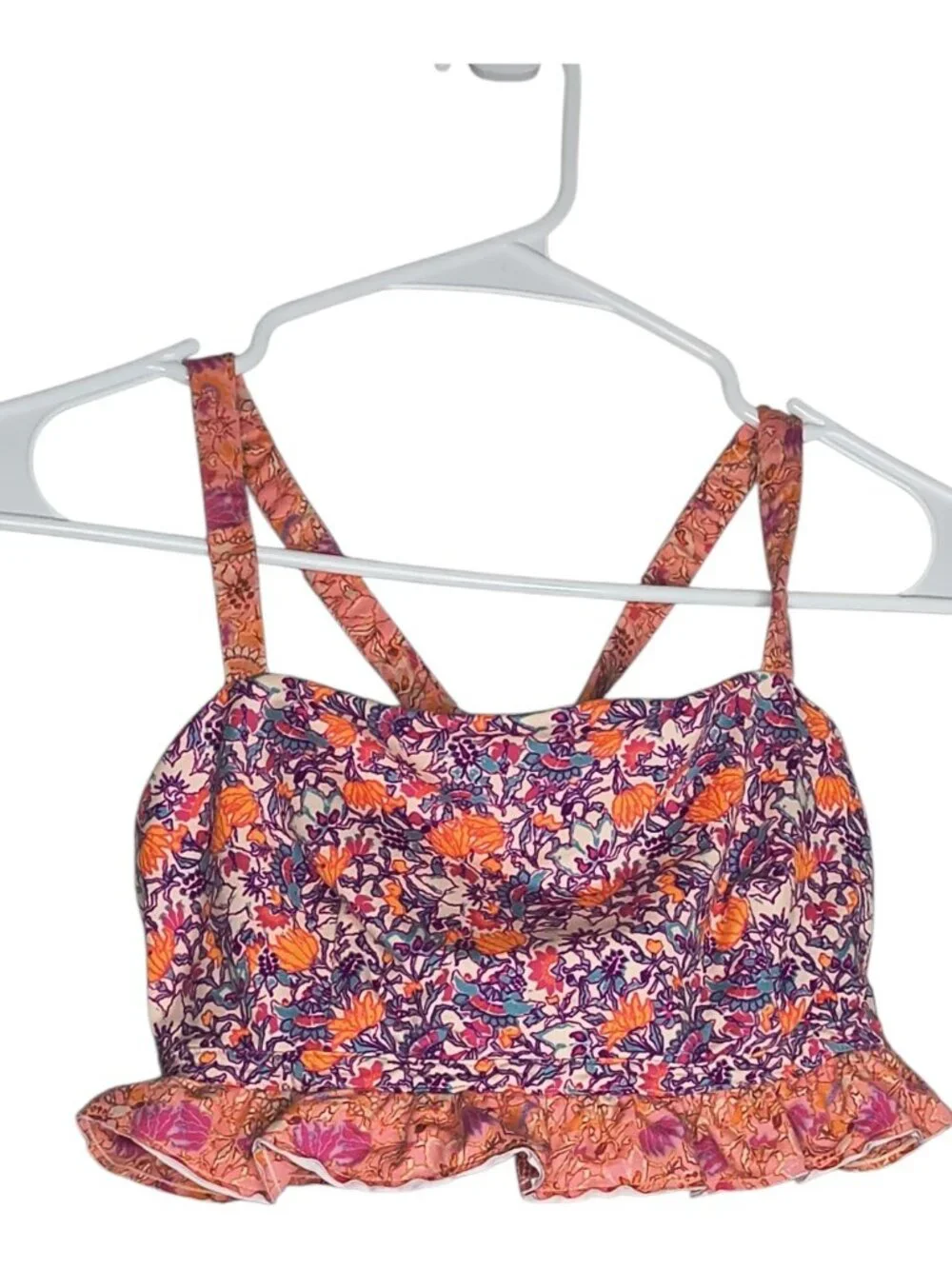 Free People Floral Pink Orange Purple Cropped Bralette - Picture 2 of 11